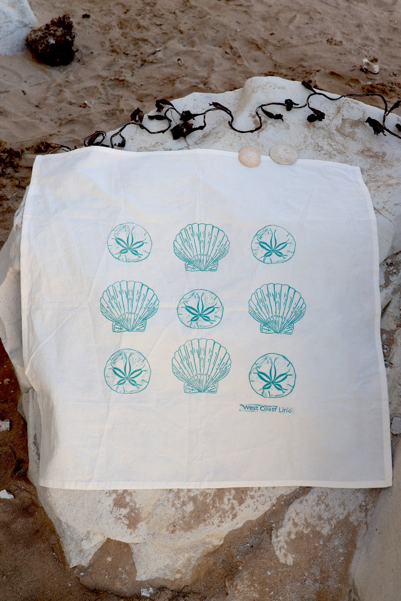 Sand Dollar and Shell Tea Towel - Image 2
